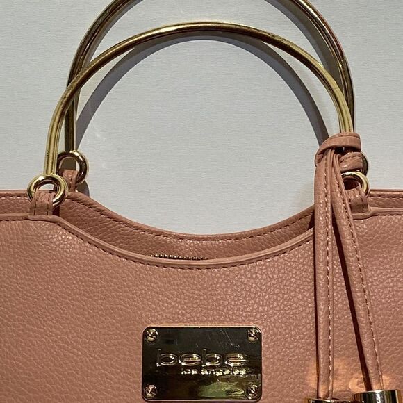 Bebe Women's Tasseled Gold Hardware Handbag In Pink Size Medium - Picture 3 of 11